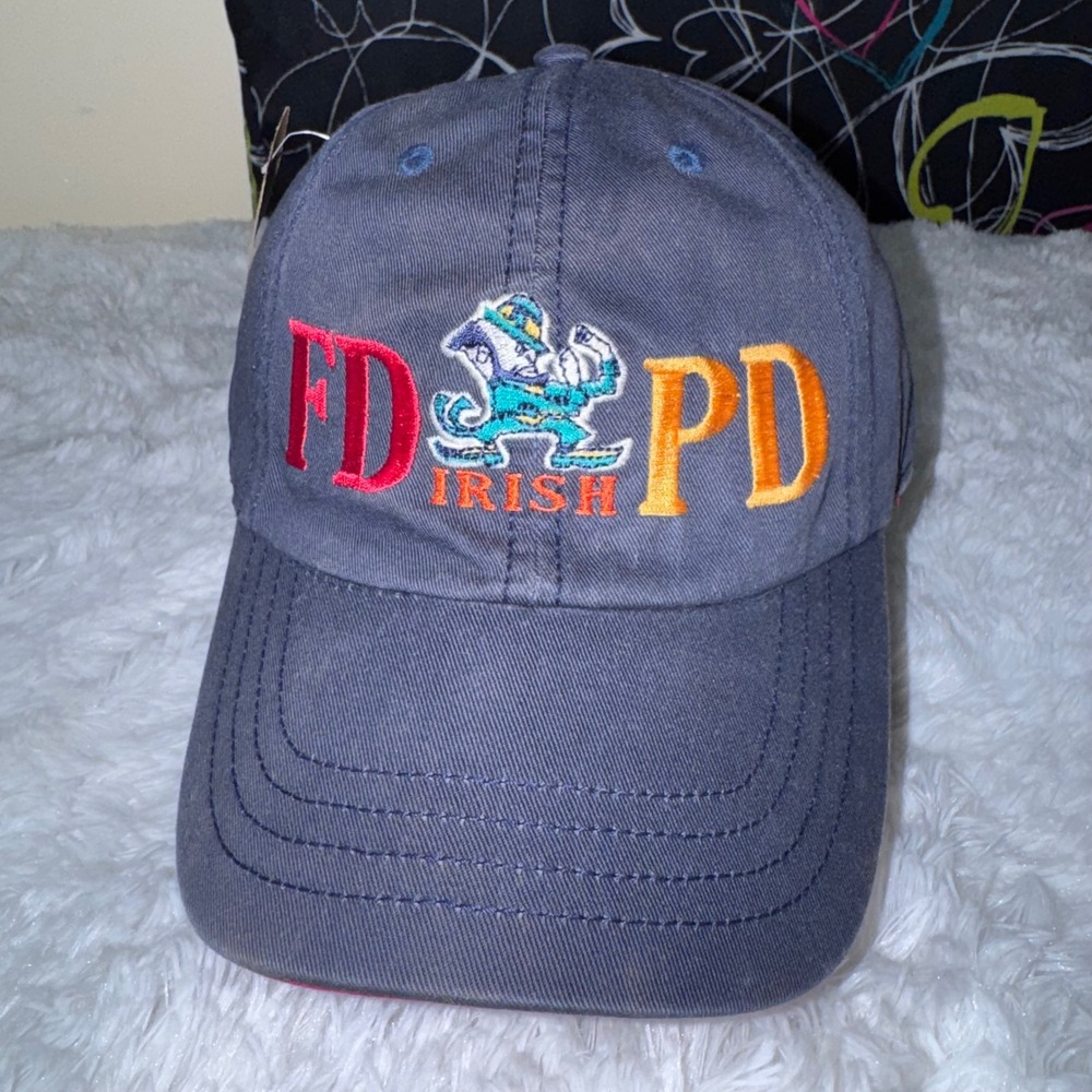 Cobra Caps Hat Mens OS Navy Blue Excellent Notre Dame Irish FD PD Adjustable